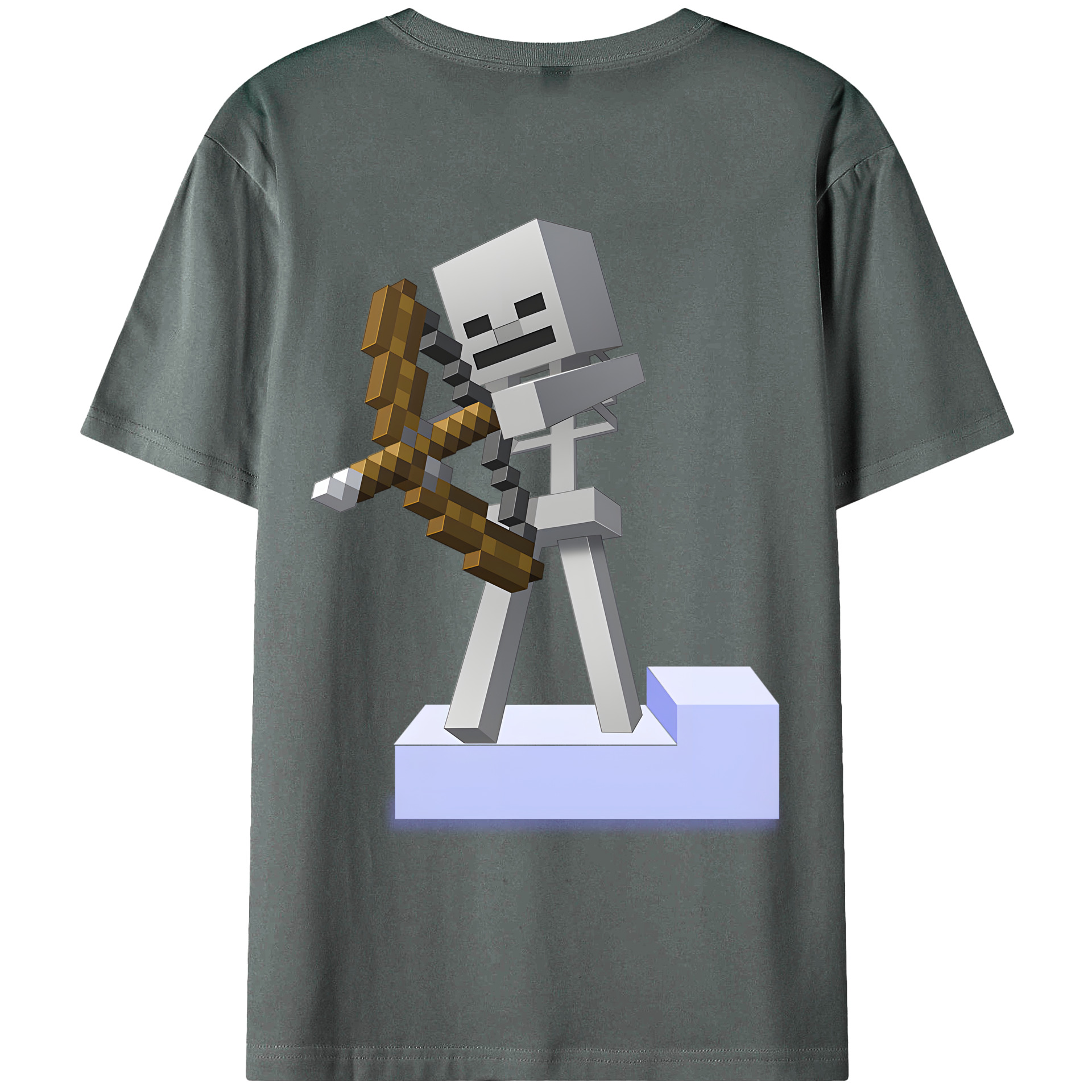 （画像用） マインクラフト ブロックの世界 Minecraft MC Block world 綿100％ メンズ半袖Tシャツ（バックプリント） 通気性